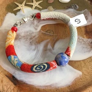 🖤New Japanese silk and pottery ball bracelet